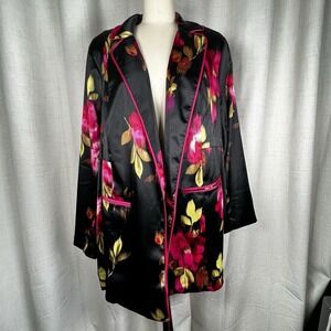 NEW! Torrid Floral Satin Relaxed Open Blazer 6X Black Feminine Professional